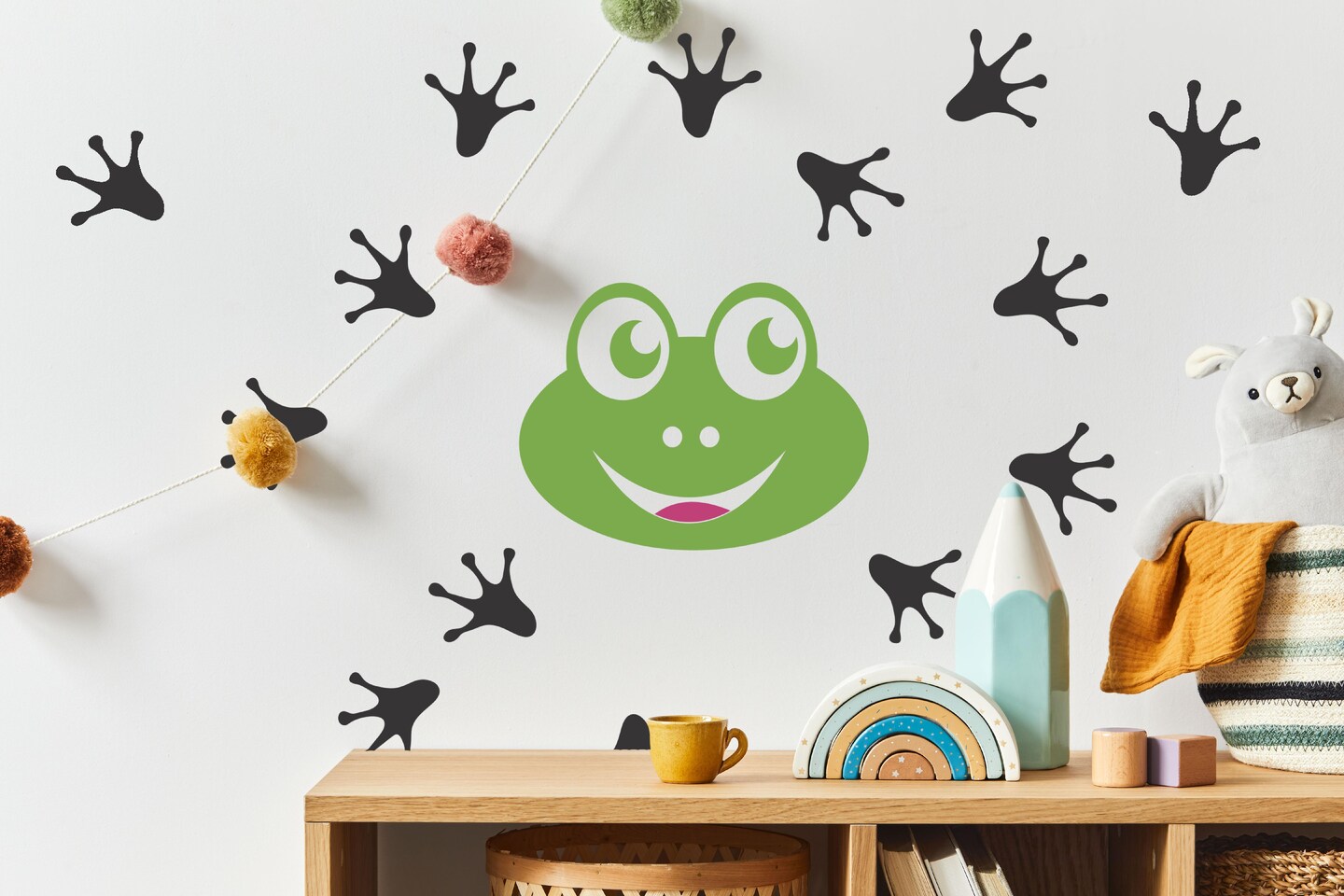 Frog and Tracks Wall Decal Set, Adorable Decals for Kids, Cute Animal ...