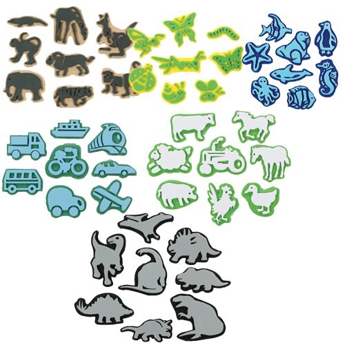 Creative Minds Foam Jumbo Stampers with Animals, Sealife, Insect, and Transportation - 48 Pieces