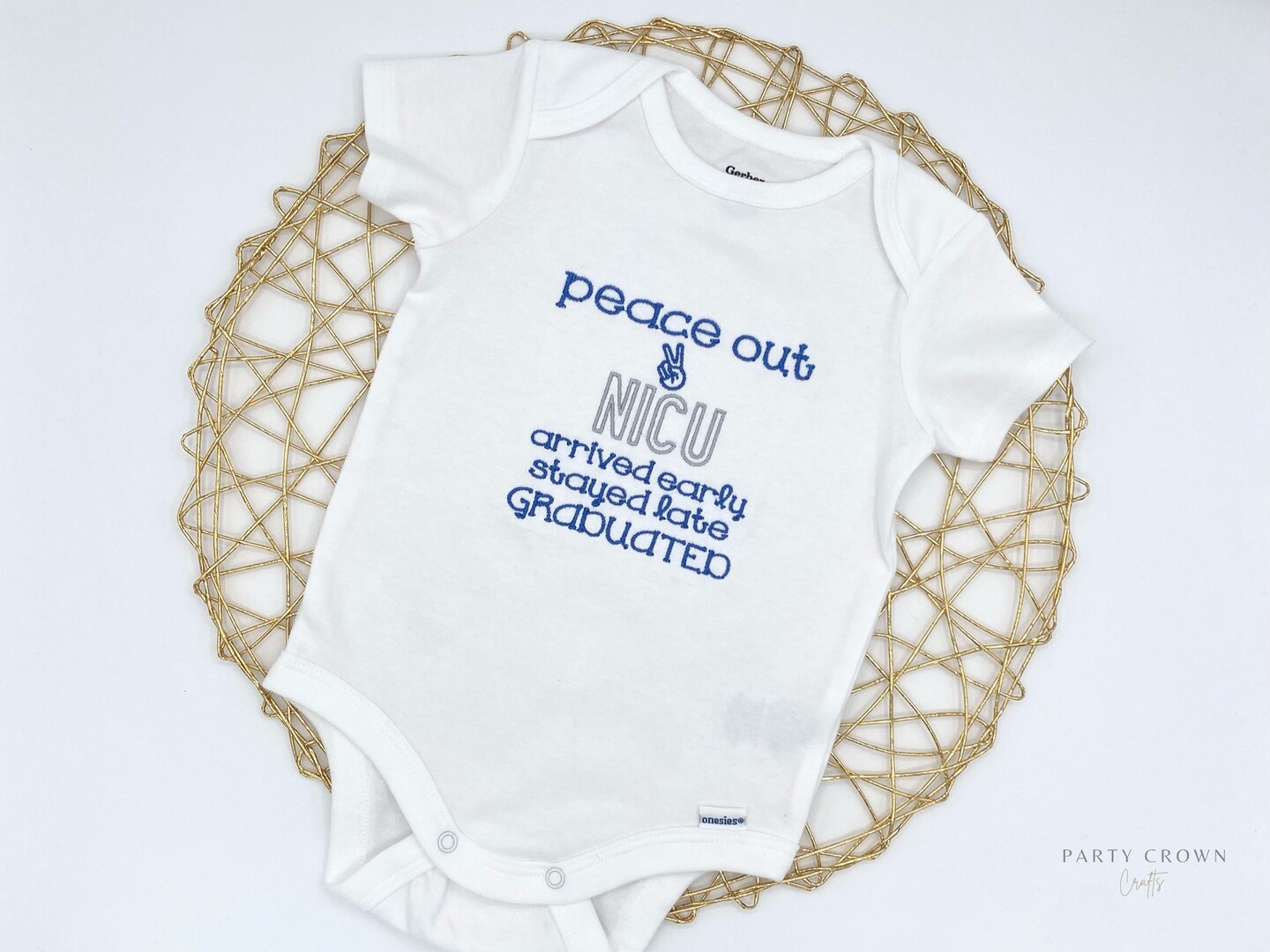 Embroidered NICU Onesie • Hosptial Onesie • peace out NICU, arrived early, stayed late, graduated • Nicu Graduate • NICU Take Home outfit product 2