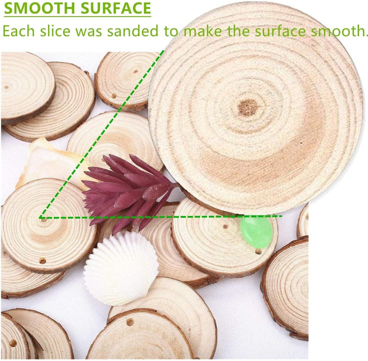 Natural Wood Slices 50 Pcs 2.4-2.8 inches Craft Unfinished Wood kit Predrilled with Hole Wooden Circles for DIY Crafts Wedding Decorations Christmas Ornaments Arts Wood Slices