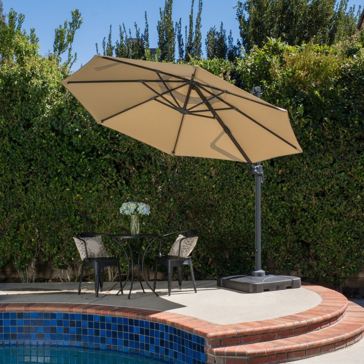 GDF Studio Bay Outdoor 9.8-Foot Canopy Umbrella with Base