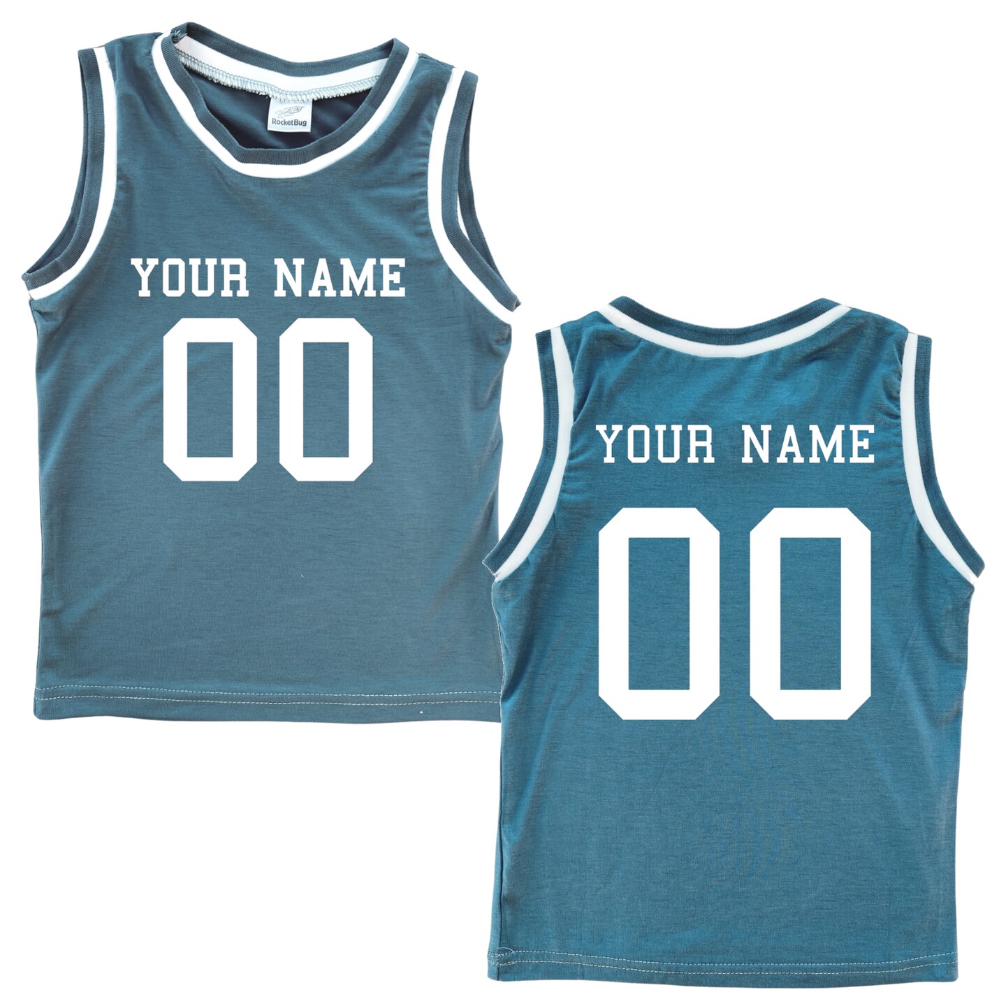 Custom Sleeveless Basketball Sport Jersey for Babies and Toddlers-Personalized with Name and Number (Front and Back) - image18