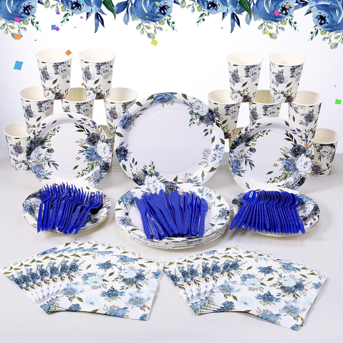 175 Pcs Floral Party Supplies Flower Paper Plates Napkins Tablewares Disposable (Retro)