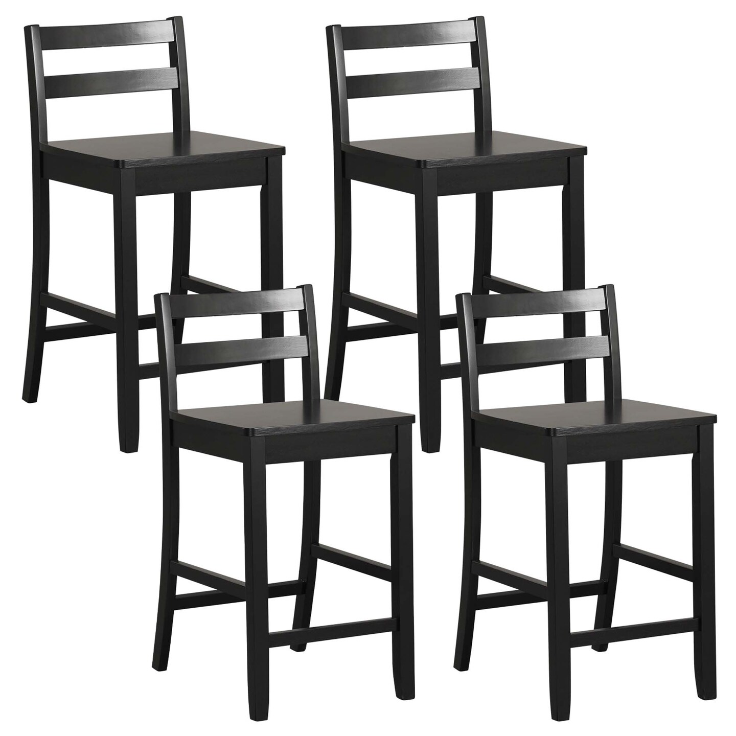 Costway 24-Inch Wooden Bar Stools Set of 4 with Ergonomic Backrest ...