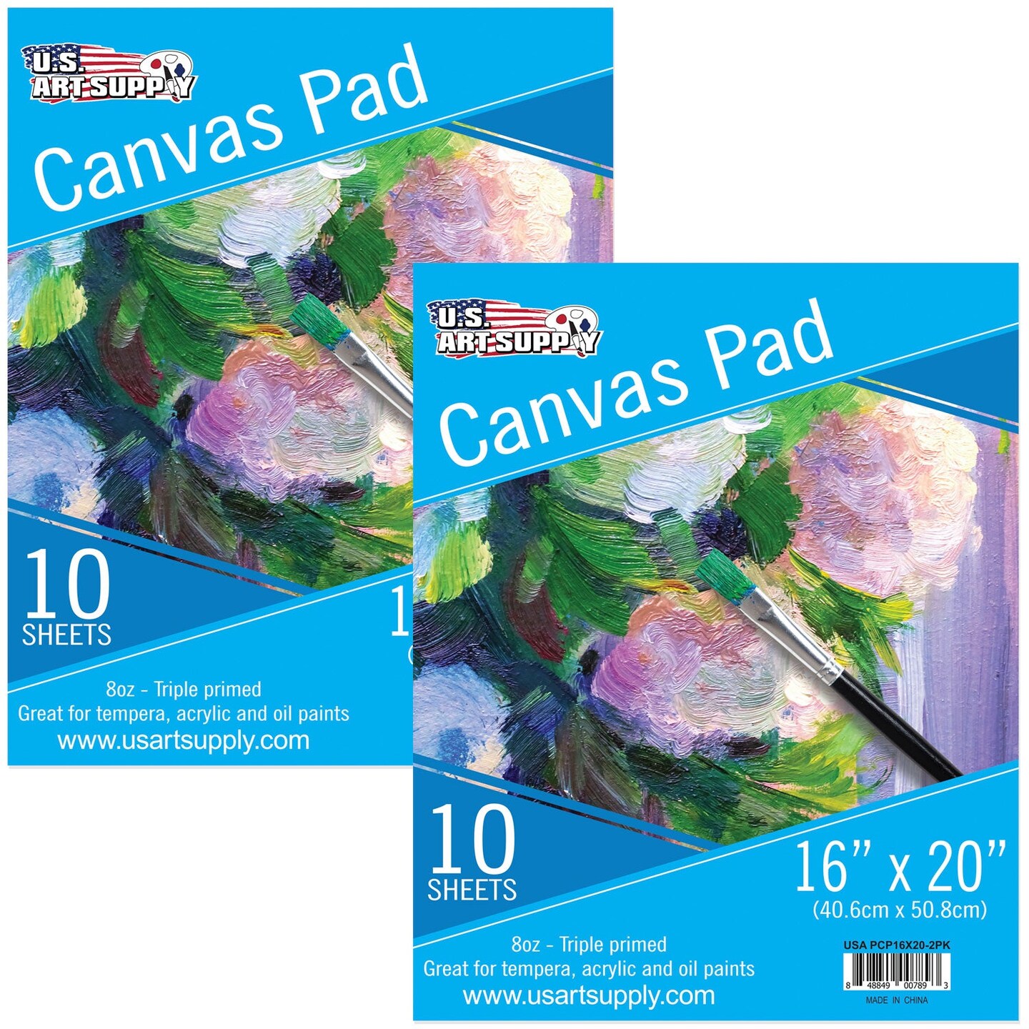 16&#x22; x 20&#x22; 10-Sheet 8-Ounce Triple Primed Acid-Free Canvas Paper Pad (Pack of 2 Pads)