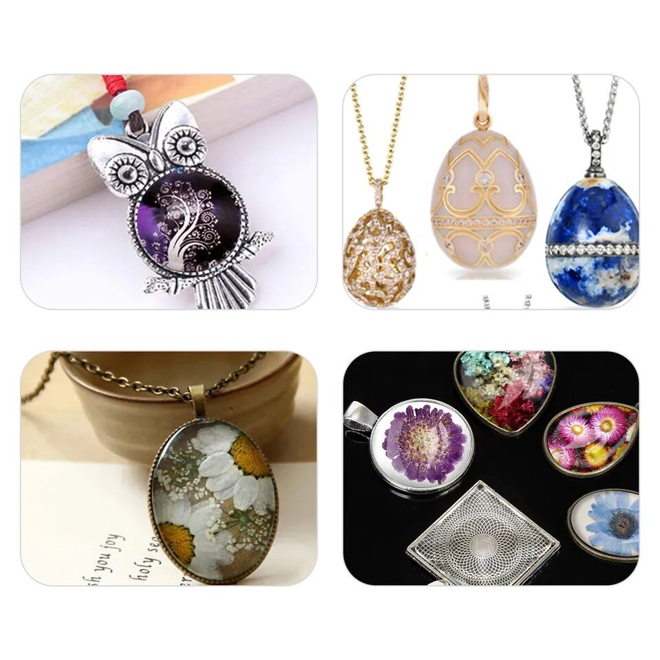 35PCS DIY Silicone Resin Mold Jewelry Casting Epoxy Pendant Tray Mould Craft Kit