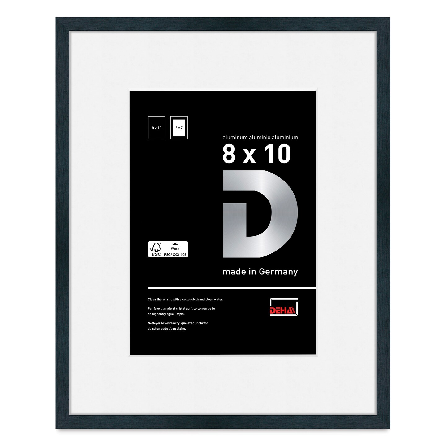 Deha Design Tribeca Frame - Black, 8&#x22; x 10&#x22;, 5&#x22; x 7&#x22; Mat, with Easel Back