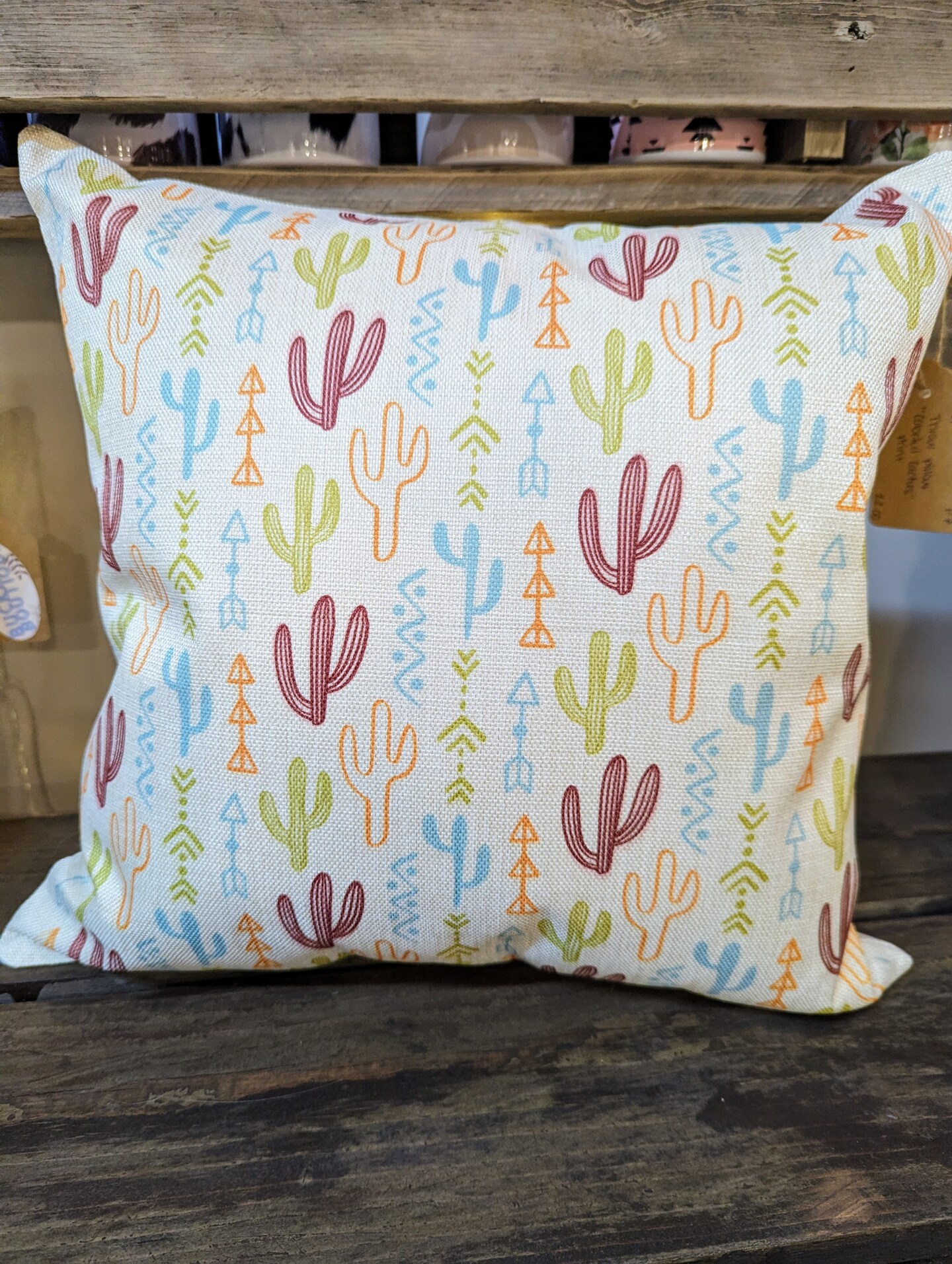 Colorful Cactus Throw Pillow Cover, Country Western Design