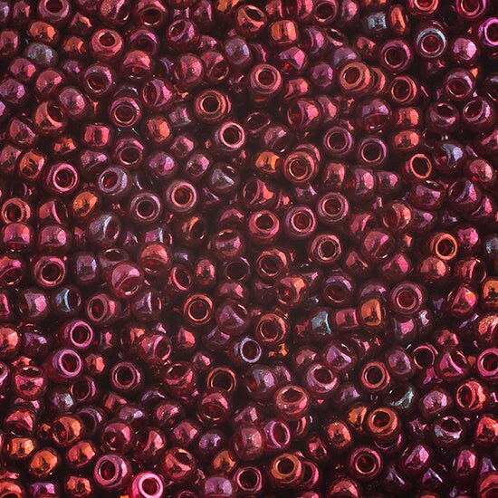 Miyuki 11 Round Seed Bead, 11-315, Burgundy Gold Luster,13 grams