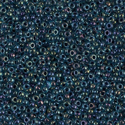 Miyuki 11 Round Seed Bead, 11-347, Dark Blue Lined Aqua AB