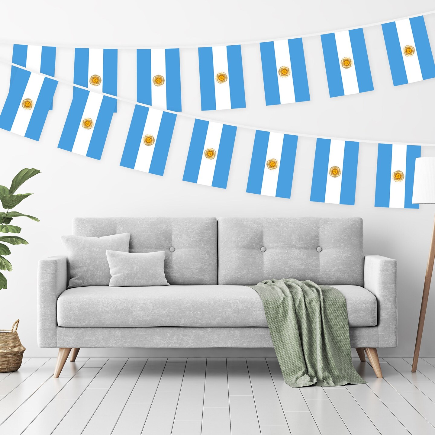 G128 Argentina Argentinian Bunting Banner | Flag 8.2 x 5.5 Inch, Full String 33 Feet | Printed 150D Polyester, Decorations For Bar, School, Festival Events Celebration