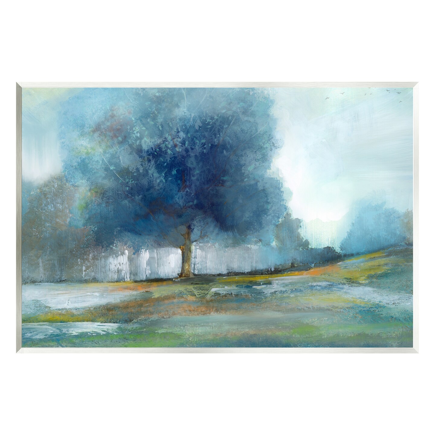Stupell Industries Rural Blue Tree Abstract Painting Wall Plaque Art