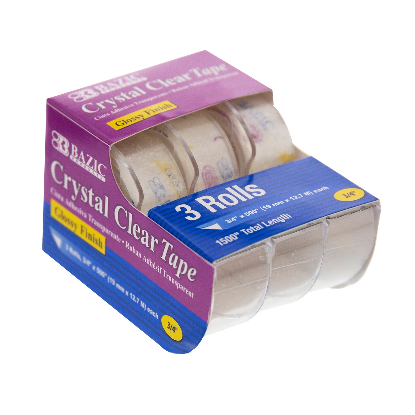 BAZIC Crystal Clear Tape 3/4&#x22; X 500&#x22; (3/Pack)