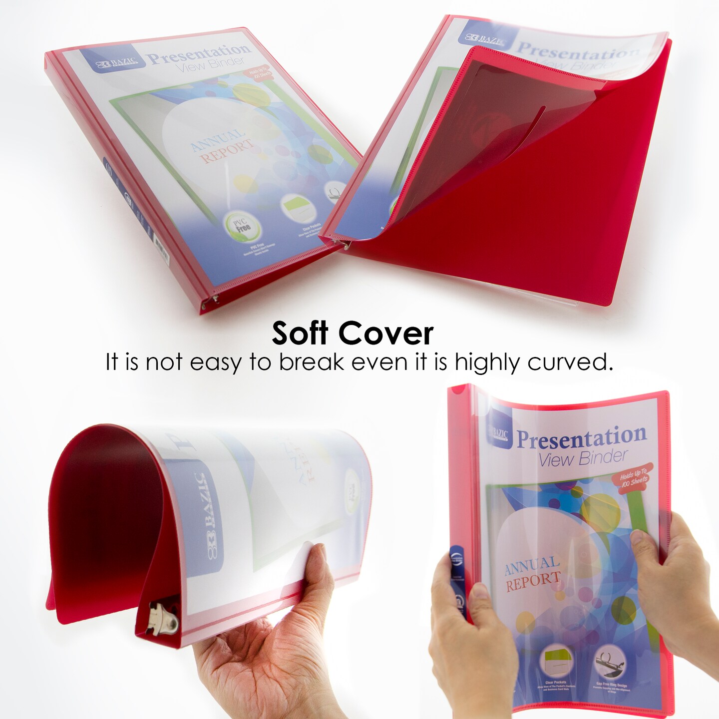 BAZIC 0.5&#x22; Poly 3-Ring View Presentation Binder w/ Pocket