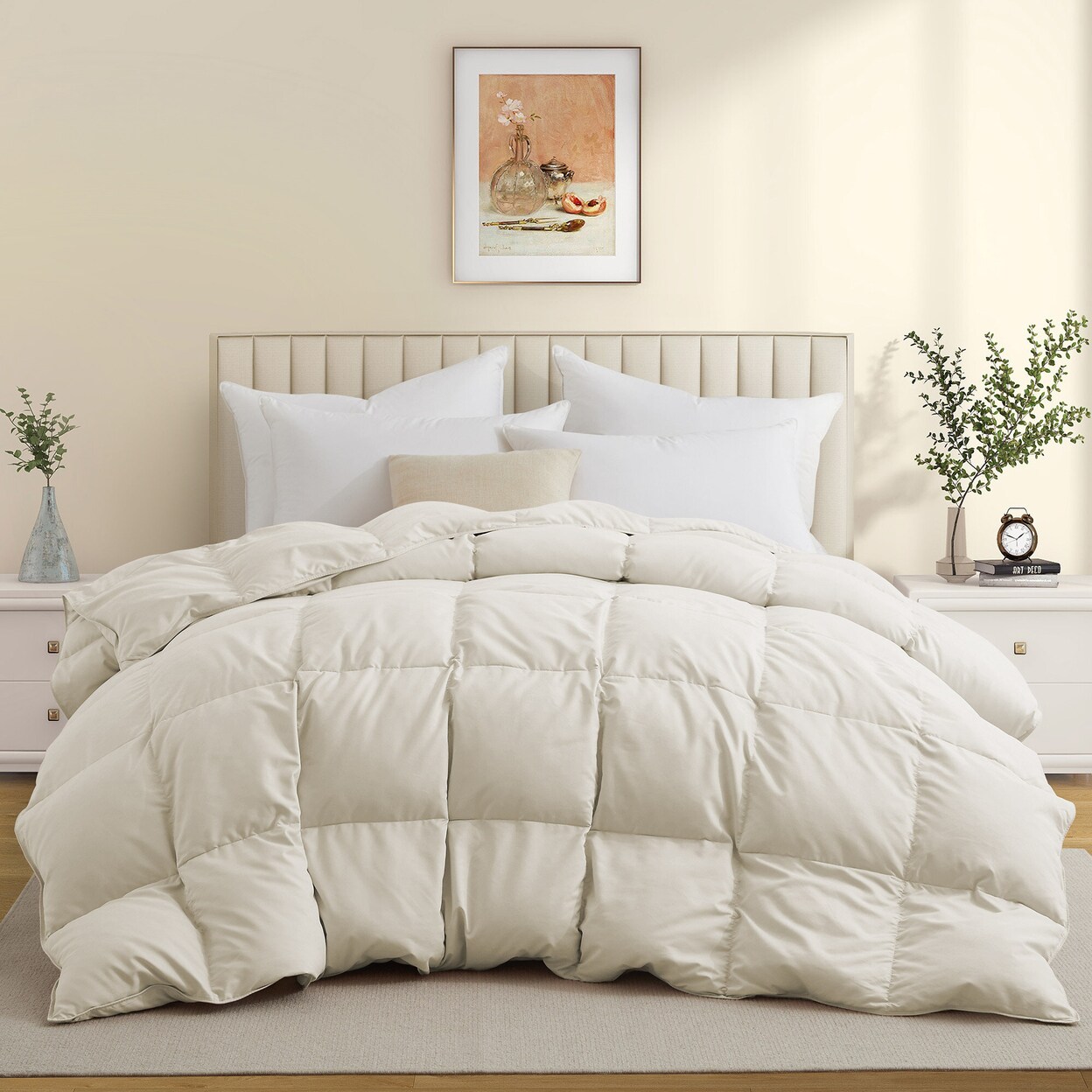 Puredown Goose Feather Down ComforterPremium Comforter for All Seasons with 8 Tabs Luxury Hotel Duvet Insert