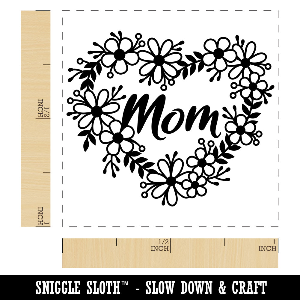 Mom Script in Flower Heart Wreath Mother's Day Birthday Self-Inking ...