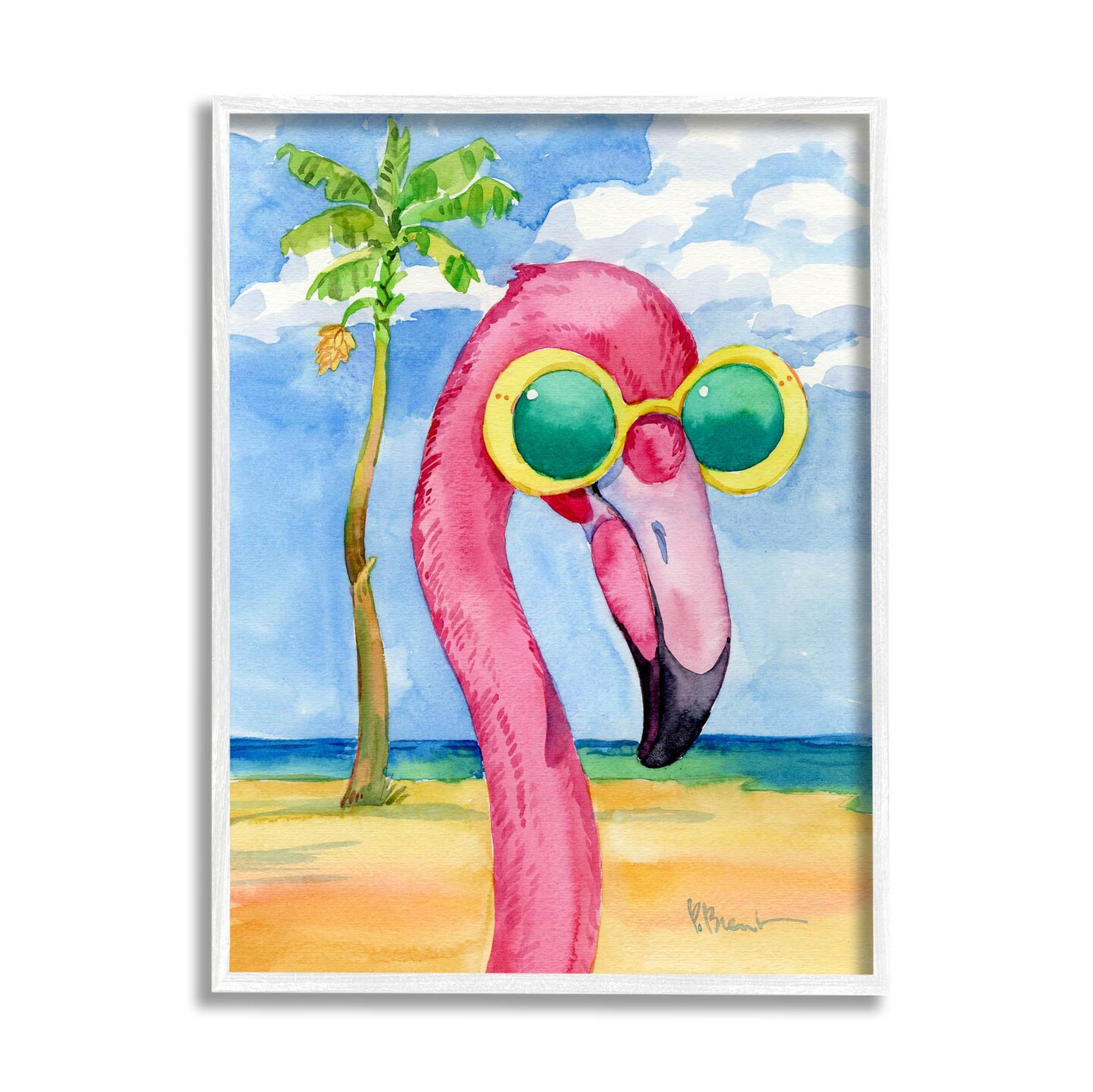 Stupell Industries Looking Good Flamingo Tropical Black Framed Giclee Art