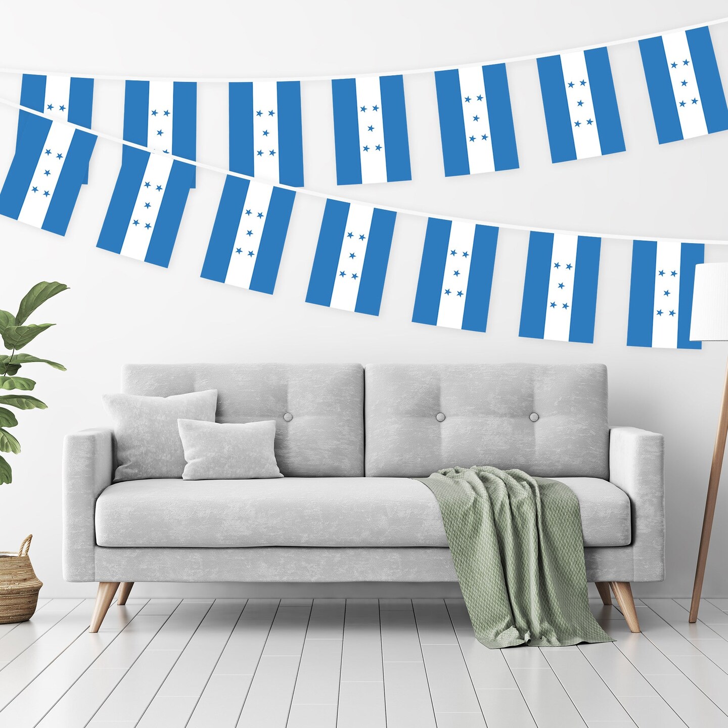G128 Honduras &#x9;Honduran Bunting Banner | Flag 8.2 x 5.5 Inch, Full String 33 Feet | Printed 150D Polyester, Decorations For Bar, School, Festival Events Celebration