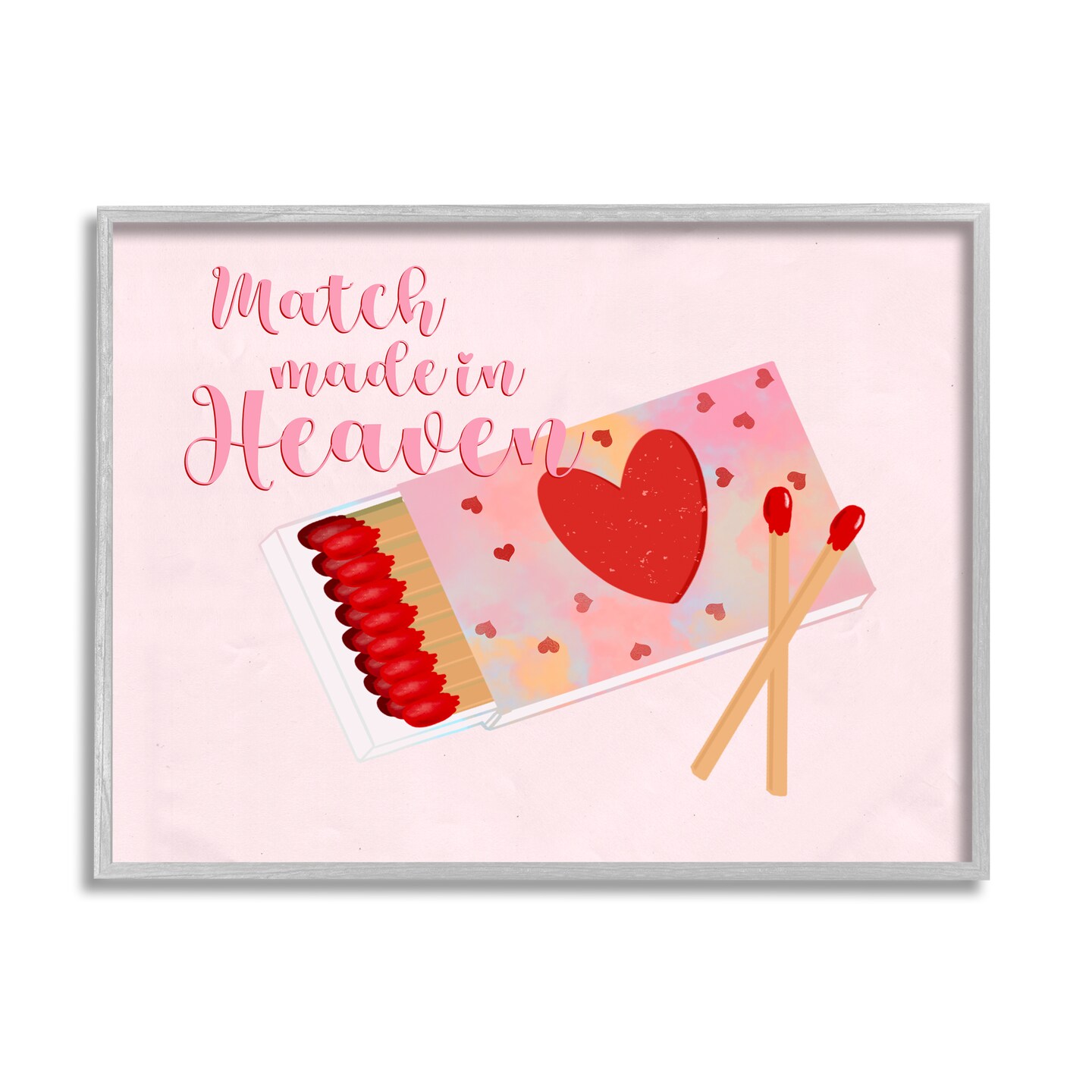 Stupell Industries Match Made In Heaven Romantic Matchbook Black Framed Giclee Art