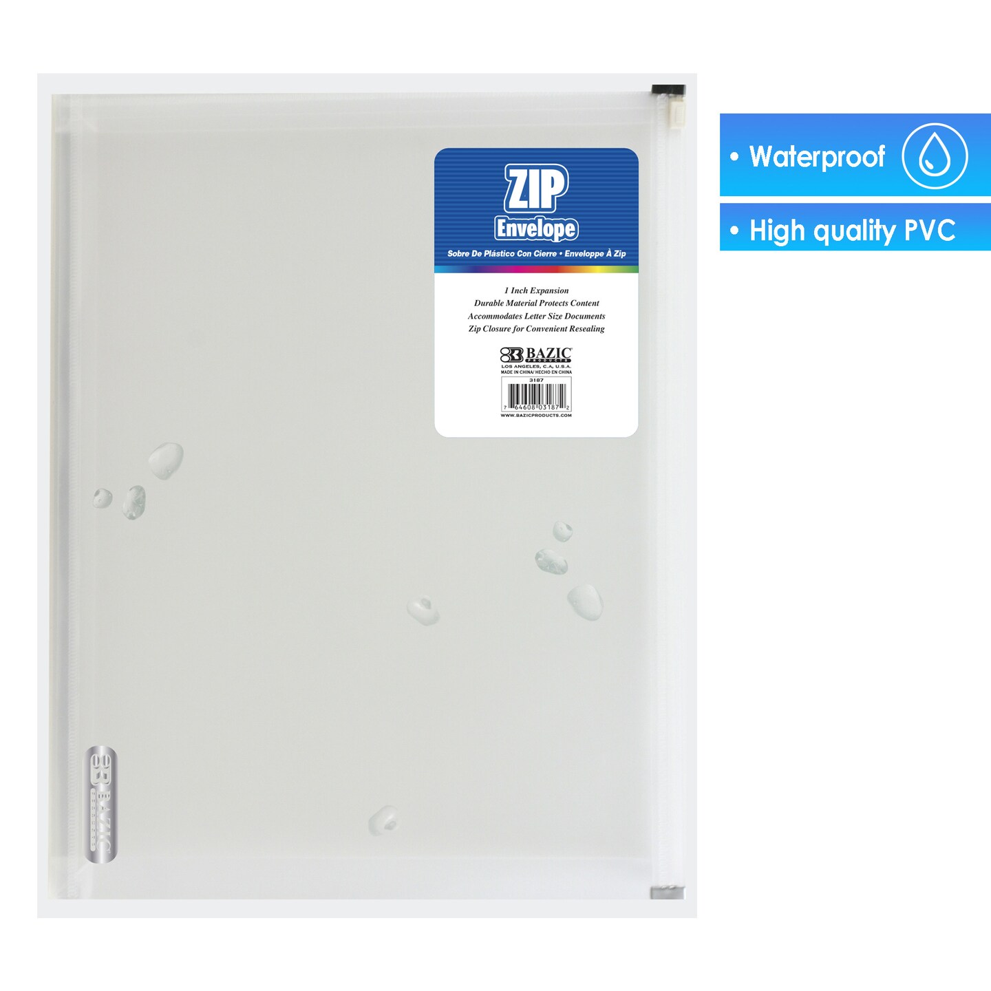 BAZIC Zip Envelope A4/Letter Size - Clear