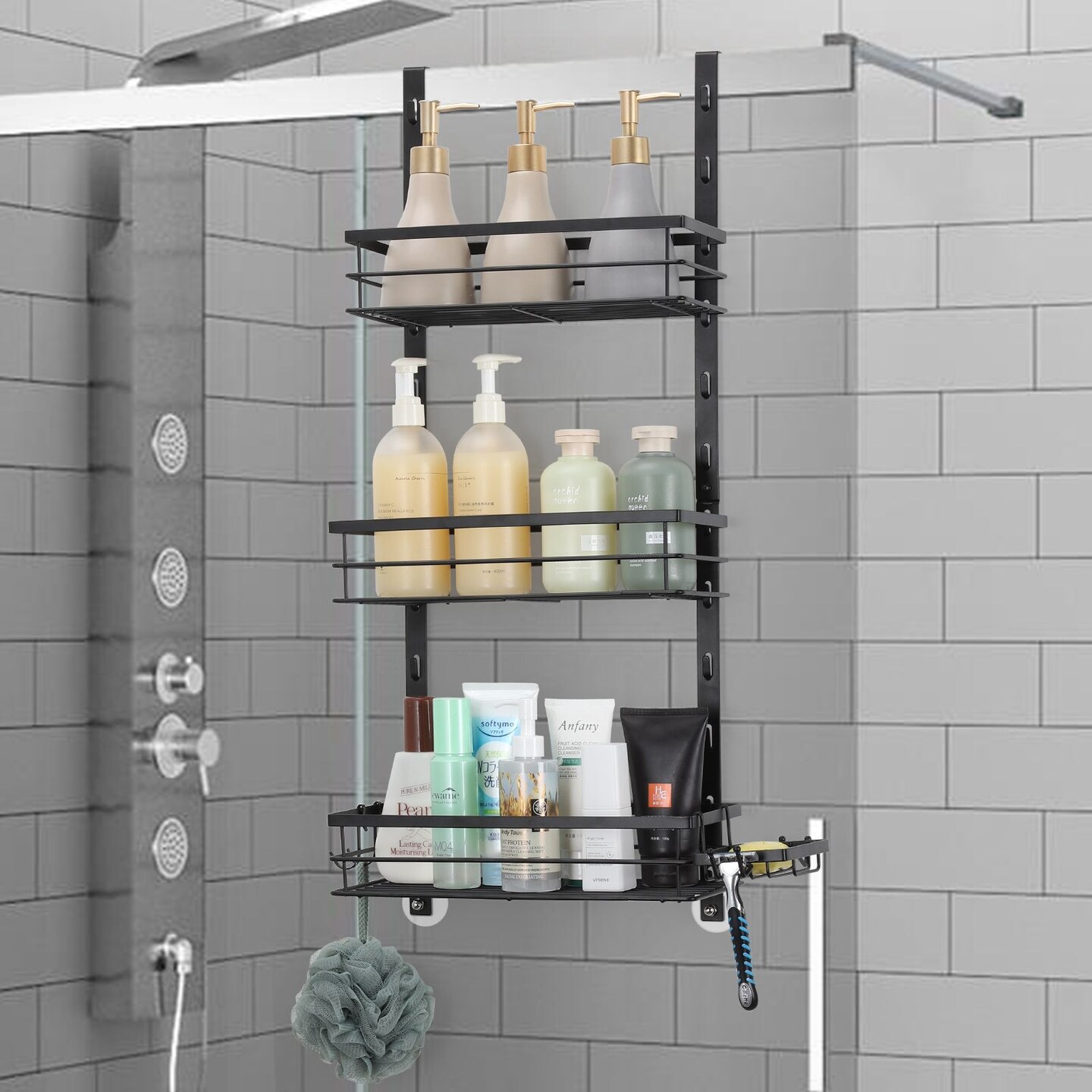 3 Tier Over the Door Shower Caddy Adjustable Hanging Organizer Shelf Rustproof