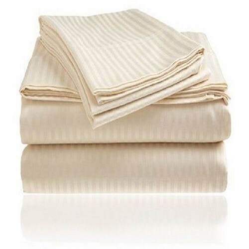 4 Piece Embossed Striped Bed Sheet Collection Ultra Soft Microfiber 800