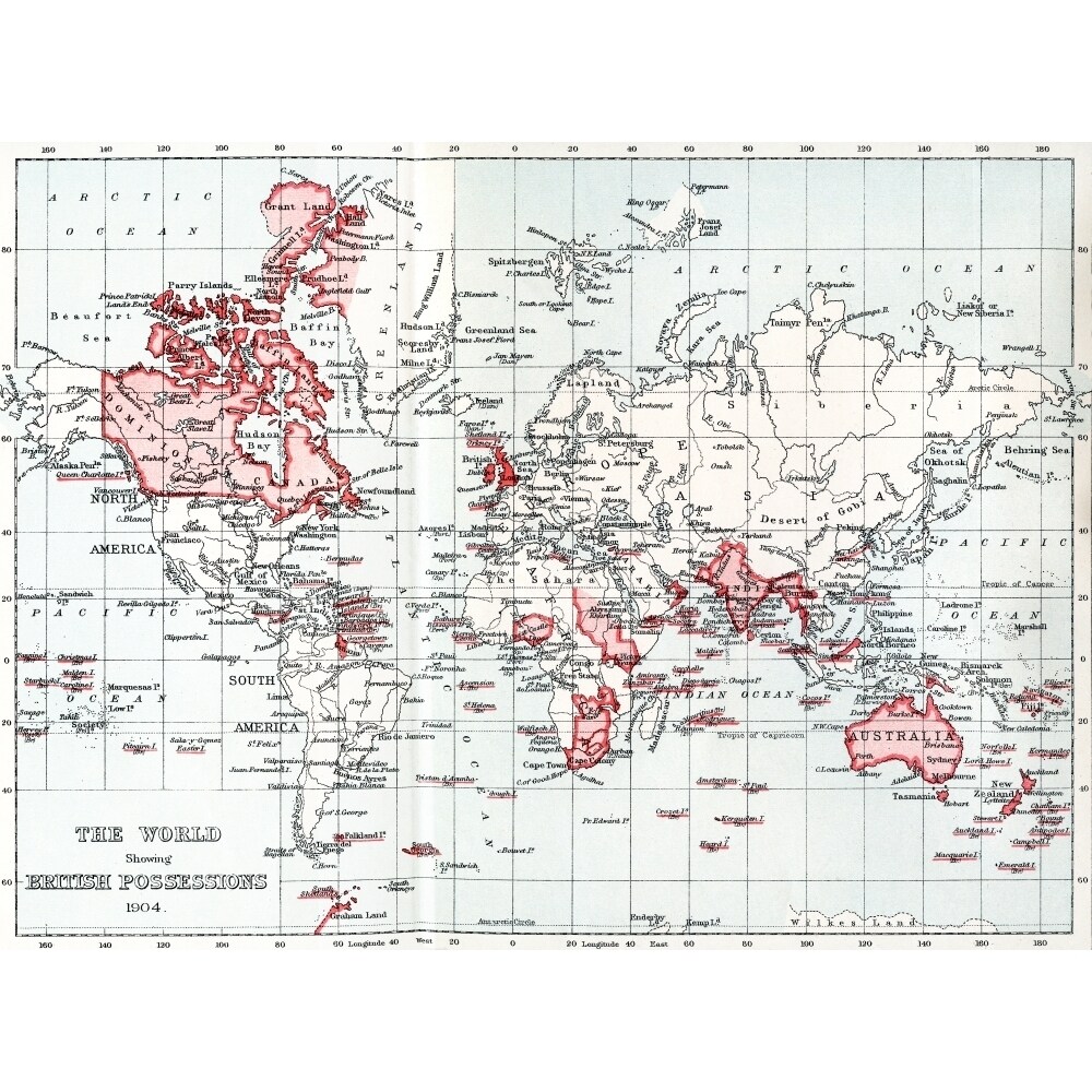 Map Of The World Showing British Possessions In 1904. From The Century Edition Of Cassells History Of England Published