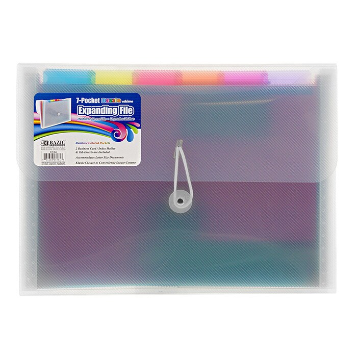 BAZIC Expanding File A4/Letter Size Rainbow Poly 7-Pocket