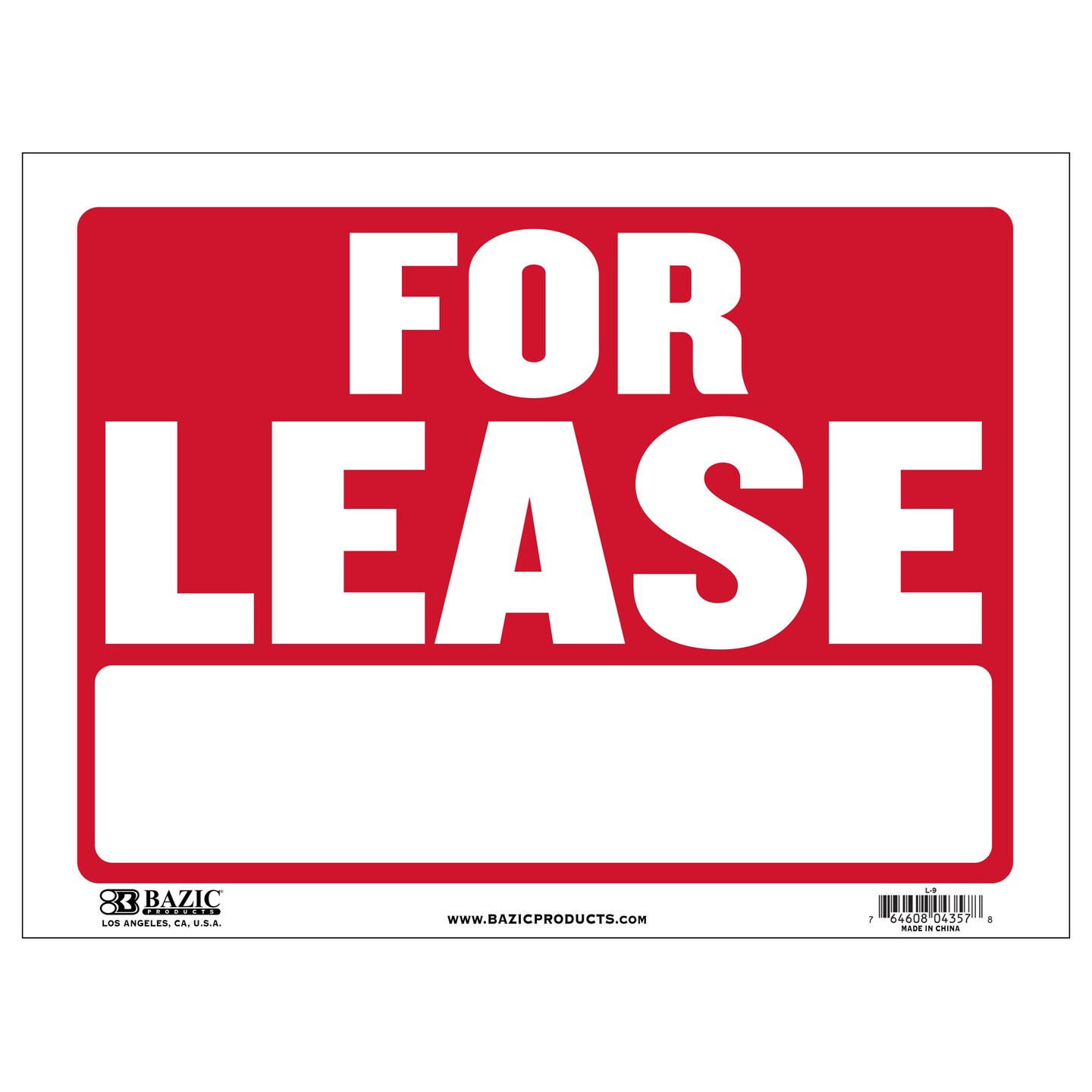 BAZIC 12&#x22; X 16&#x22; For Lease Sign