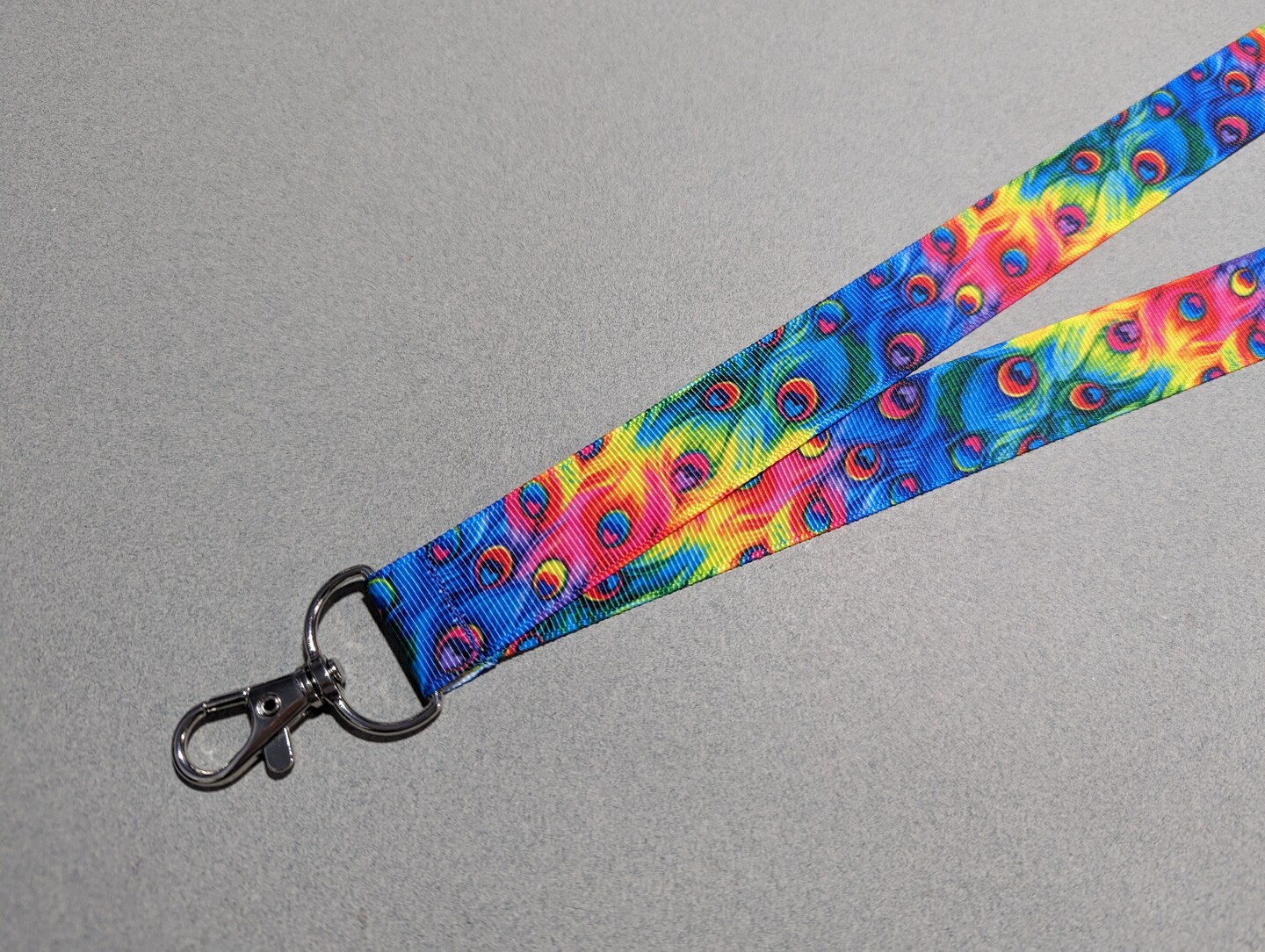 Rainbow Peacock ID Badge Lanyard, 1 Inch Wide and 19 Inch Long ...