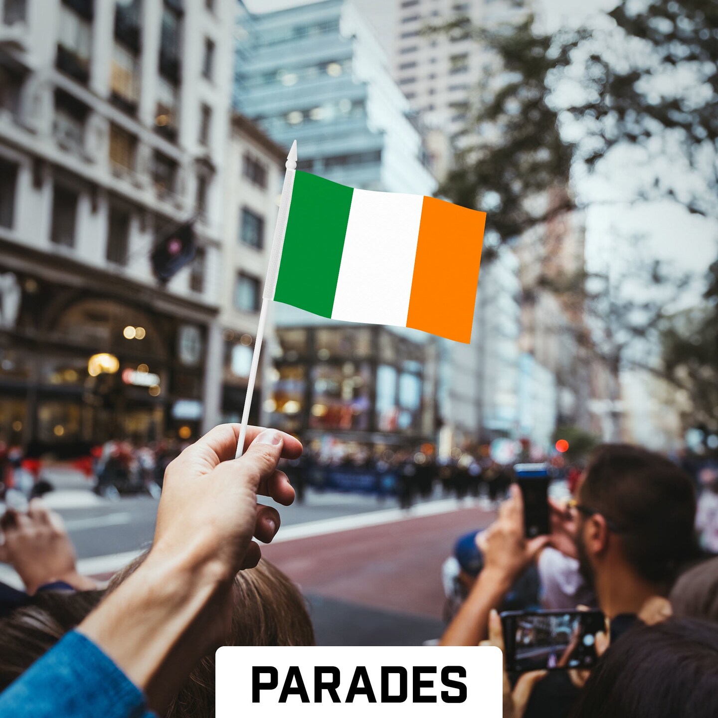 G128 24 Pack Handheld Ireland Irish Stick Flags | 4x6 In | Printed 150D Polyester, Country Flag, Solid Plastic Stick, Spear White Tip