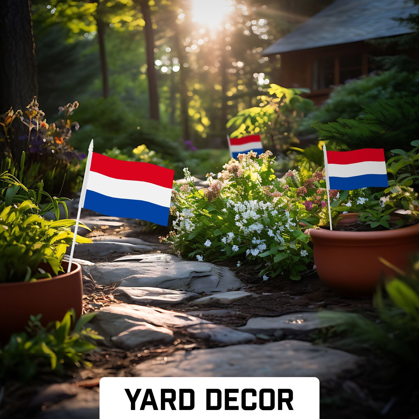 G128 50 Pack Handheld Netherlands Dutch Stick Flags | 4x6 In | Printed 150D Polyester, Country Flag, Solid Plastic Stick, Spear White Tip