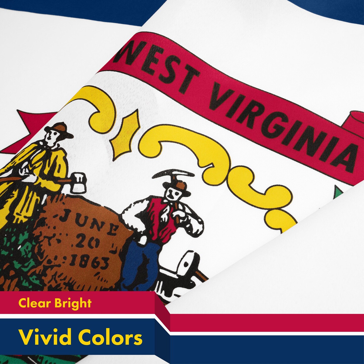 G128 West Virginia WV State Flag | 3x5 Ft | LiteWeave Pro Series Printed 150D Polyester | Indoor/Outdoor, Vibrant Colors, Brass Grommets, Thicker and More Durable Than 100D 75D Polyester