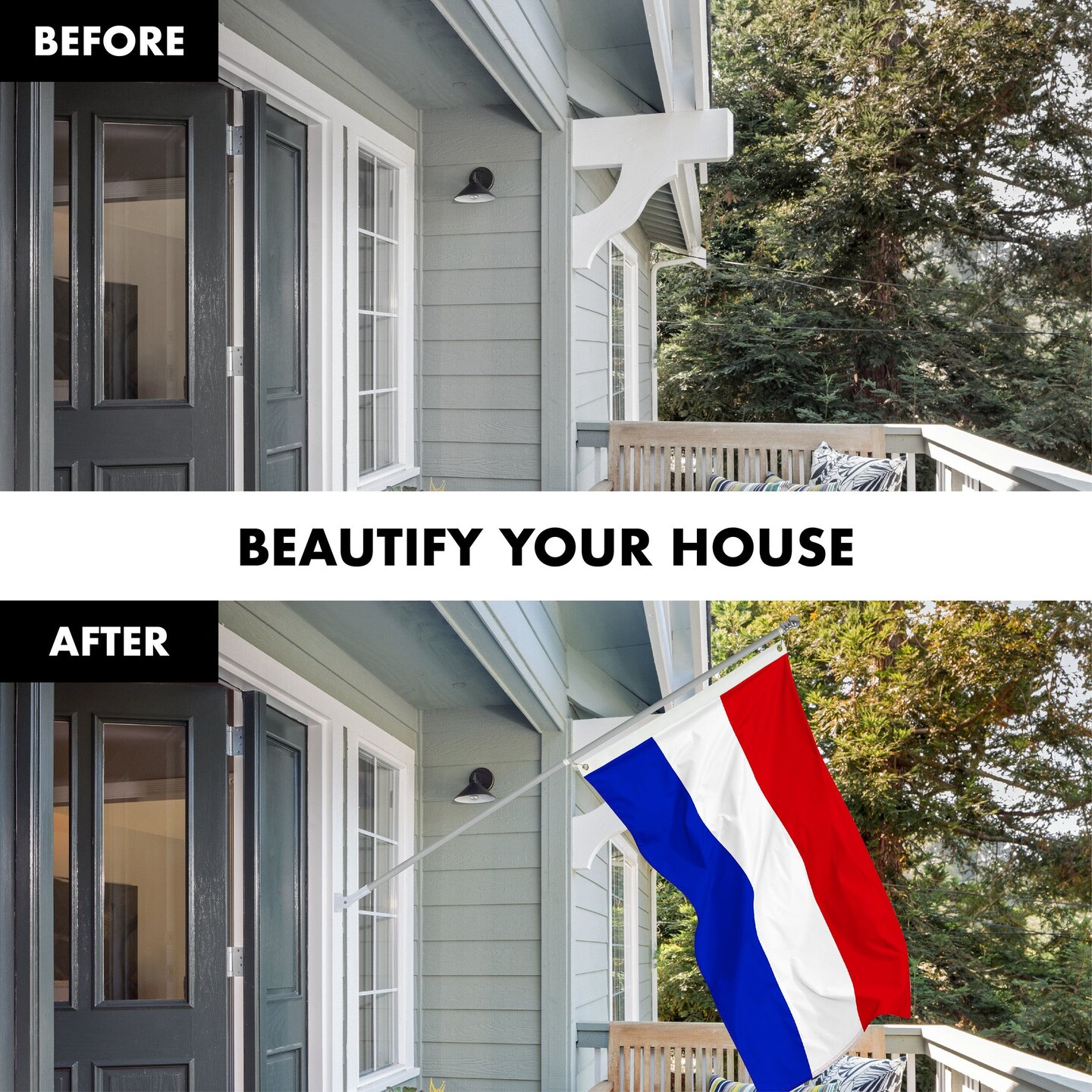 G128 Combo Pack: 6 Feet Tangle Free Spinning Flagpole (Silver) Netherlands Dutch Flag 3x5 ft Printed 150D Brass Grommets (Flag Included) Aluminum Flag Pole