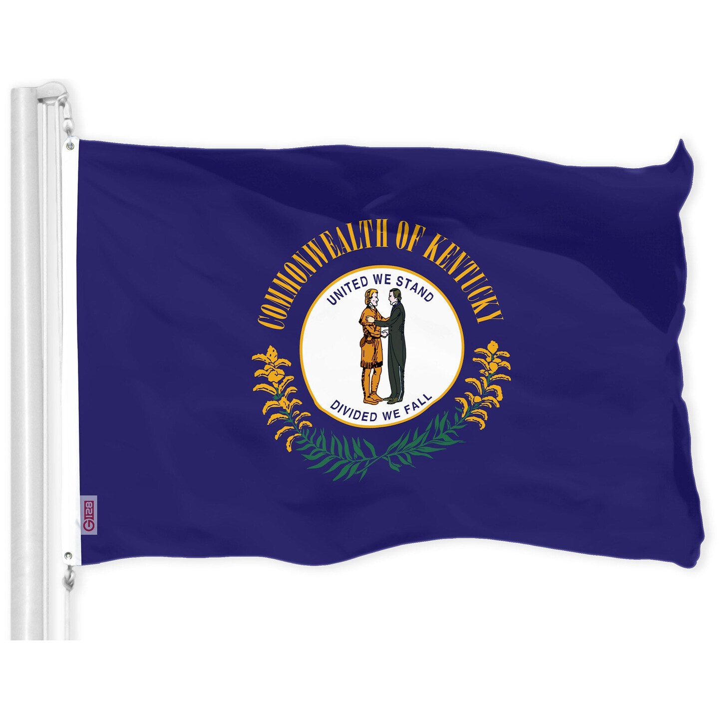 G128 Combo Pack: American USA Flag 3x5 Ft &#x26; Kentucky Flag 3x5 Ft, Both Printed 150D Polyester, Indoor/Outdoor, Brass Grommets