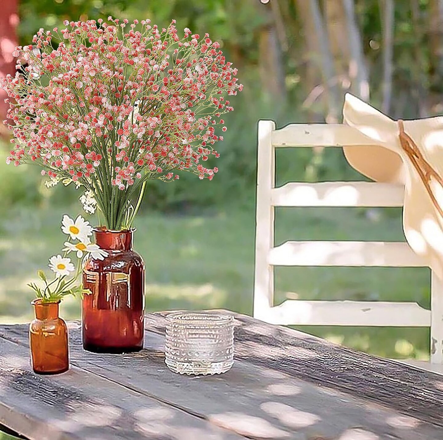 23 Inch Pink Artificial Baby&#x27;s Breath Flowers: Delicate Elegance for Home and Wedding Decor