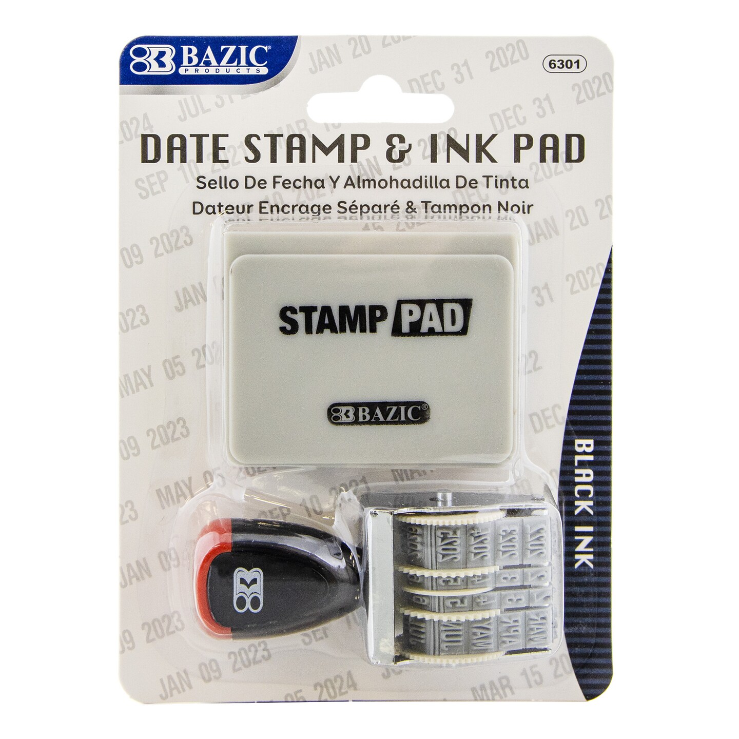 BAZIC Date Stamp and Ink Pad (Black Ink)