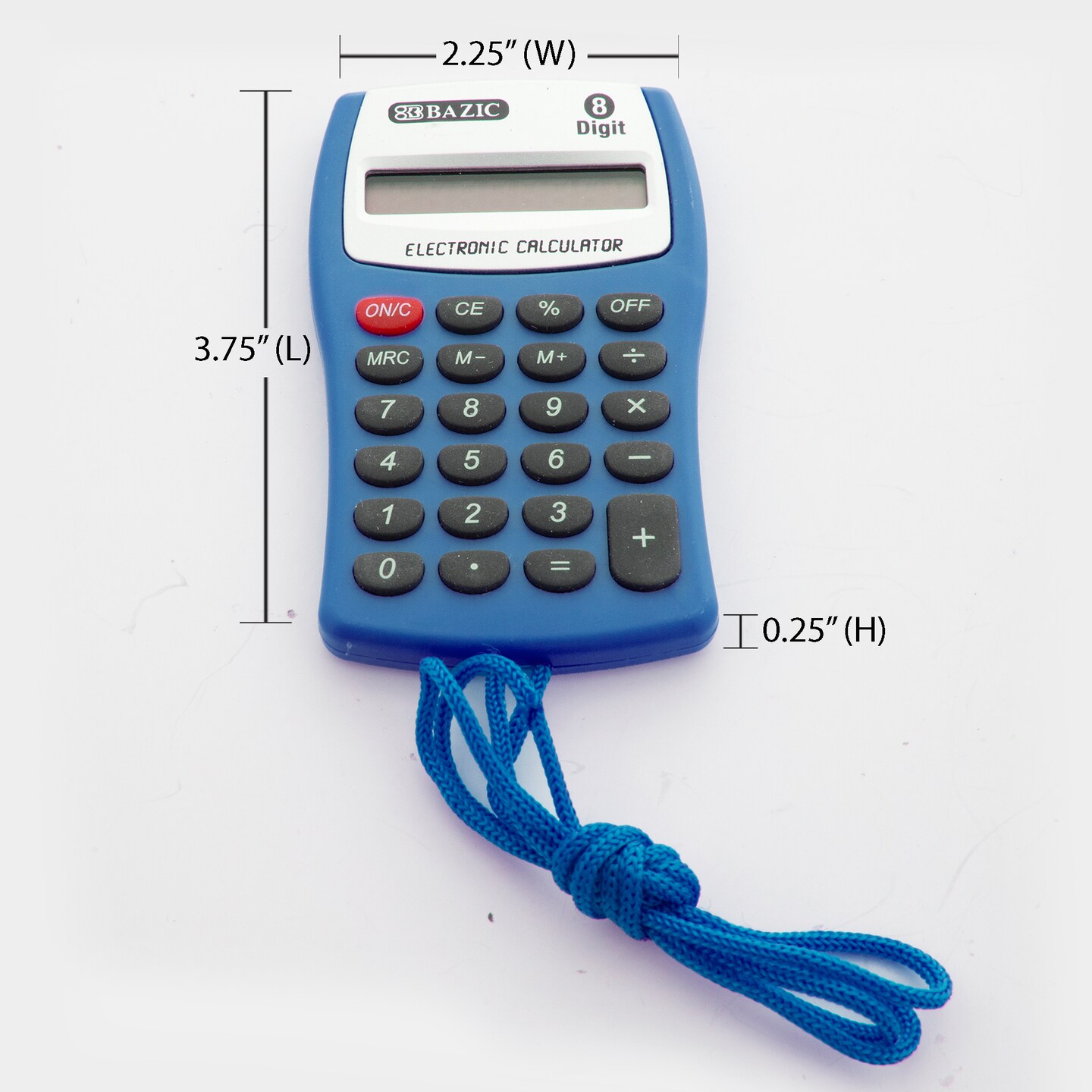 BAZIC Pocket Size Calculator 8-Digit w/ Neck String