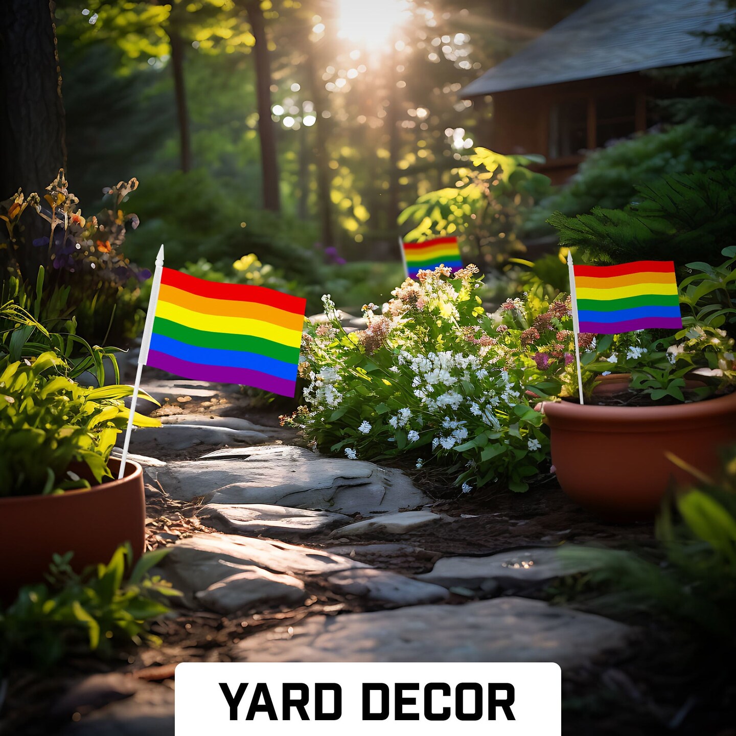 G128 24 Pack Handheld LGBT Rainbow Pride Stick Flags | 4x6 In | Printed 150D Polyester, Social Flag, Solid Plastic Stick, Spear White Tip