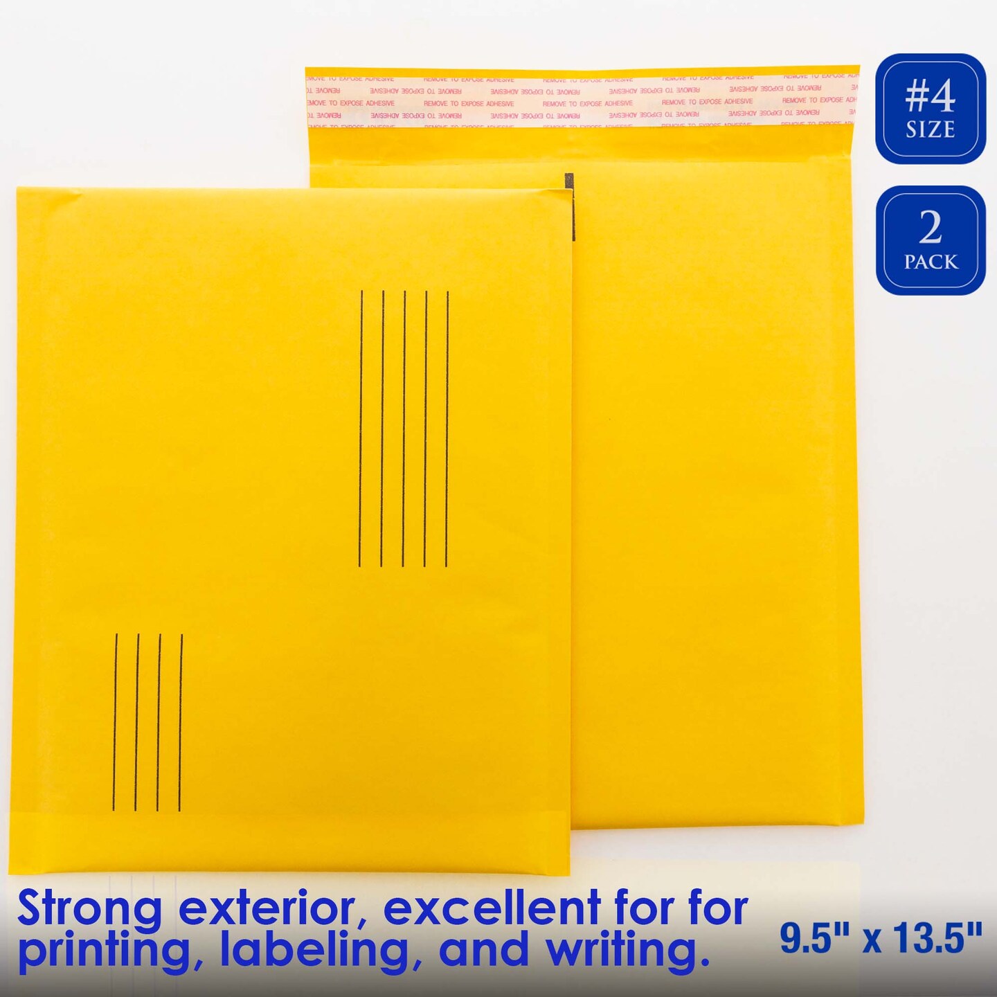 BAZIC Self-Seal Bubble Mailers (#4) 9.5&#x22; X 13.5&#x22; (2/Pack)