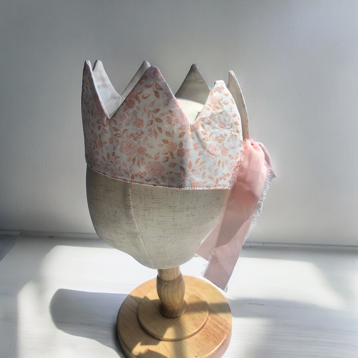 Pink floral dress up crown with ties | MakerPlace by Michaels