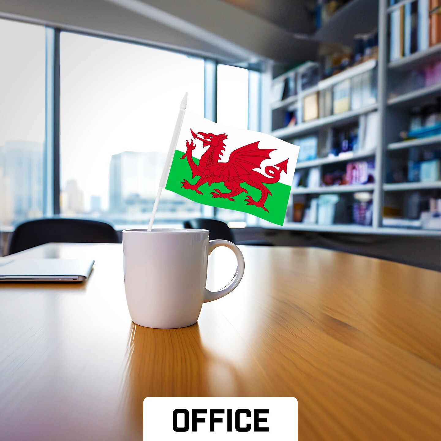 G128 50 Pack Handheld Wales Welsh Stick Flags | 4x6 In | Printed 150D Polyester, Country Flag, Solid Plastic Stick, Spear White Tip