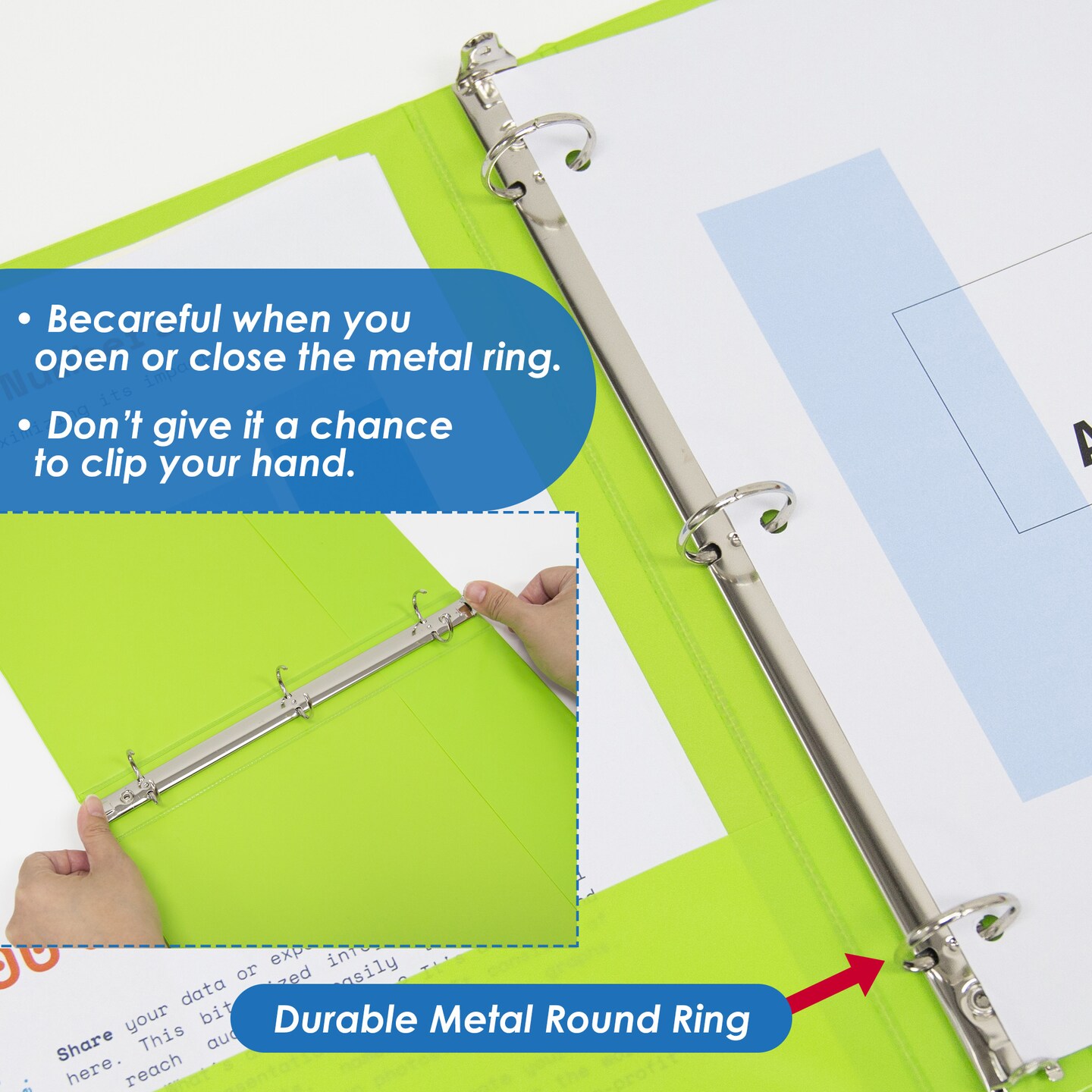 BAZIC Binder View 1&#x22; Assorted Neon Color 3-Ring w/ 2-Pockets