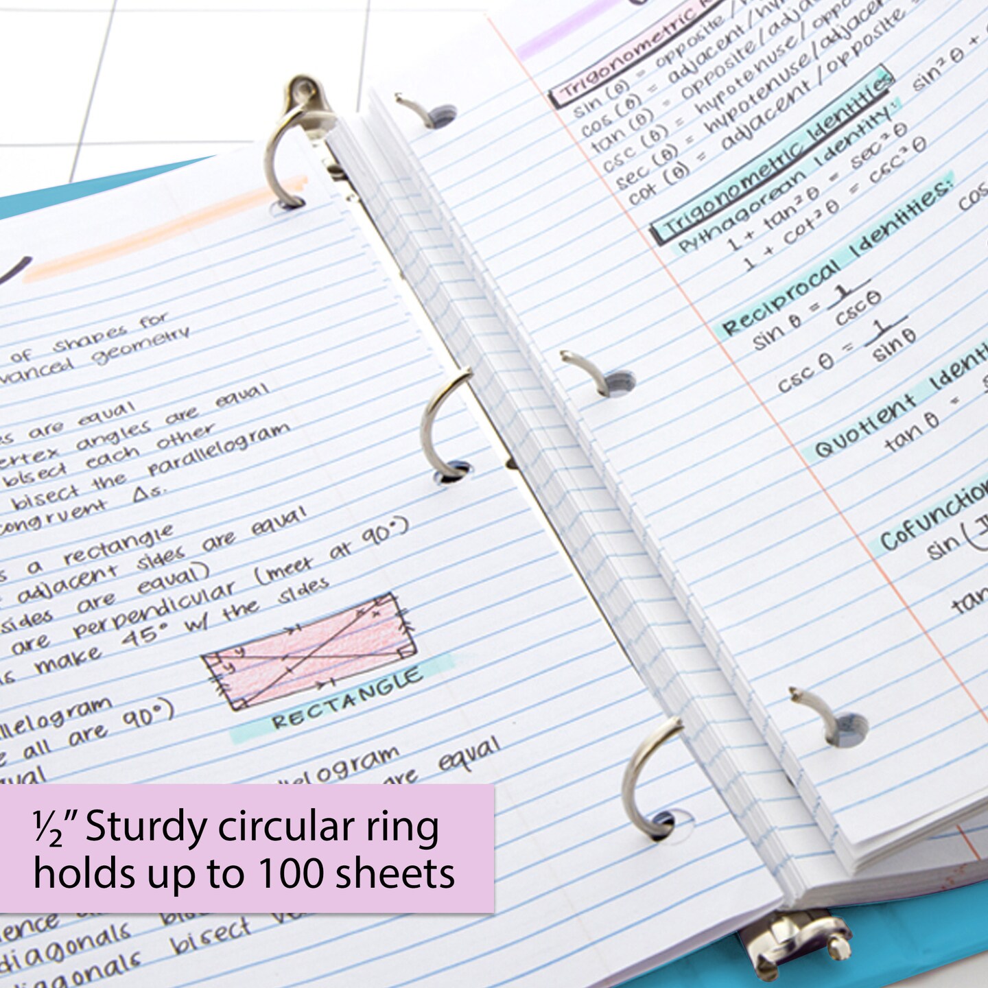 BAZIC 1/2" 3-Ring View Binder w/ 2-Pockets (11 Color Available)