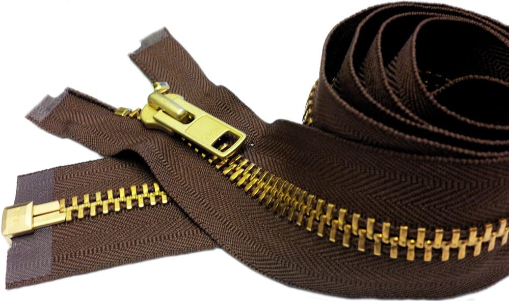 YKK Sale 22" Extra Heavy Duty Jacket Zipper (Special Custom) YKK #10 Brass Separating ~ Color 568 Seal Brown (1 Zipper/Pack)