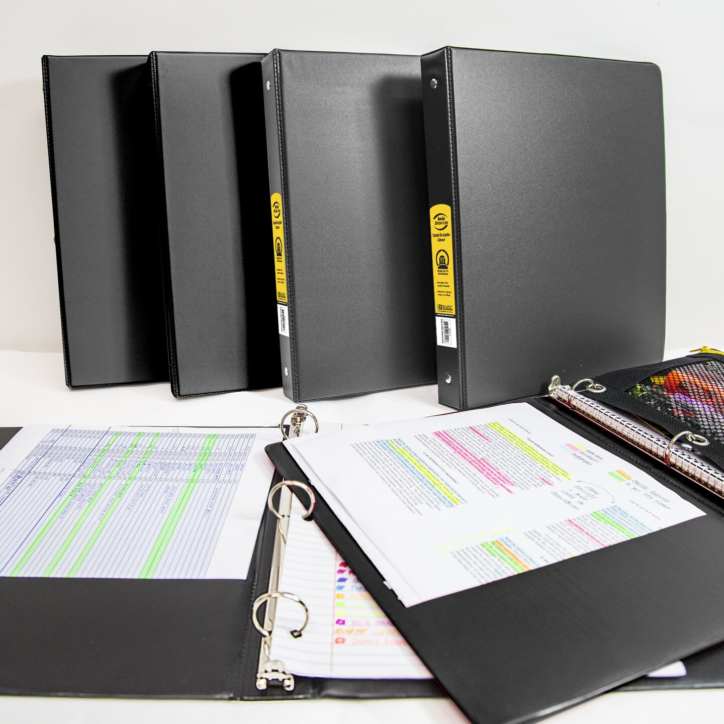 BAZIC Binder 1.5&#x22; Black 3-Ring w/ 2-Pockets