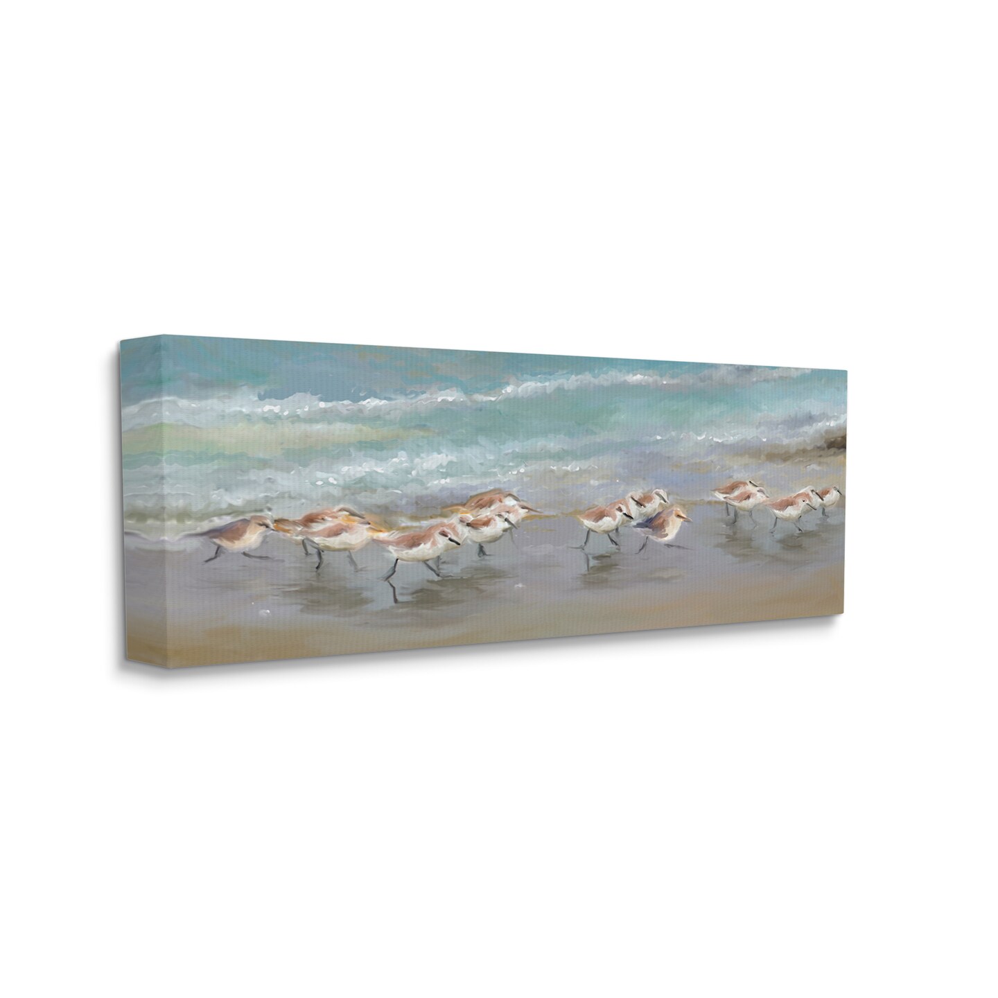Stupell Industries Sandpiper Flock Shoreline Splashing Canvas Wall Art