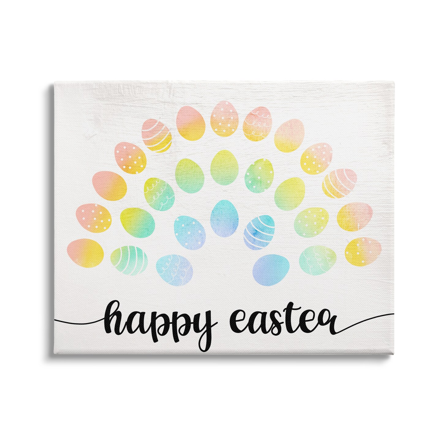 Stupell Industries Happy Easter Egg Rainbow Canvas Wall Art