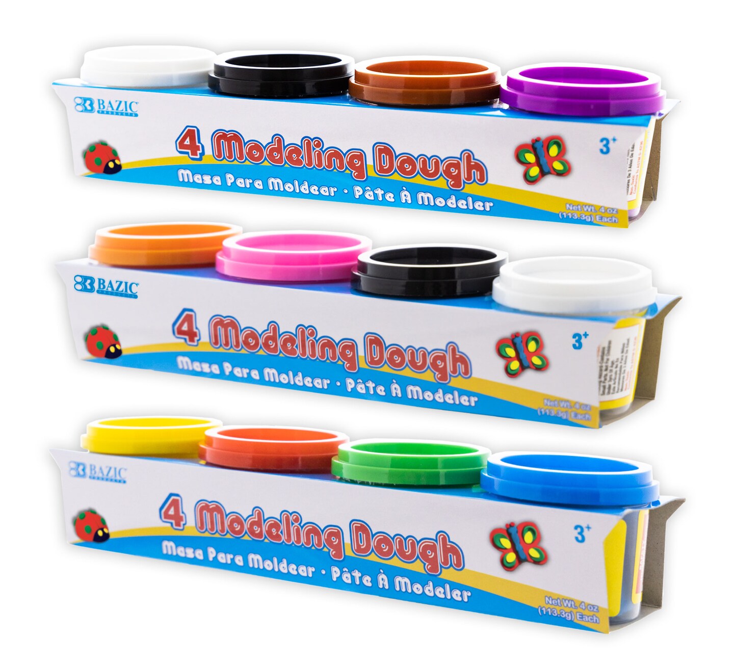 BAZIC Modeling Dough Primary Color 4 Oz. (4/Pack)
