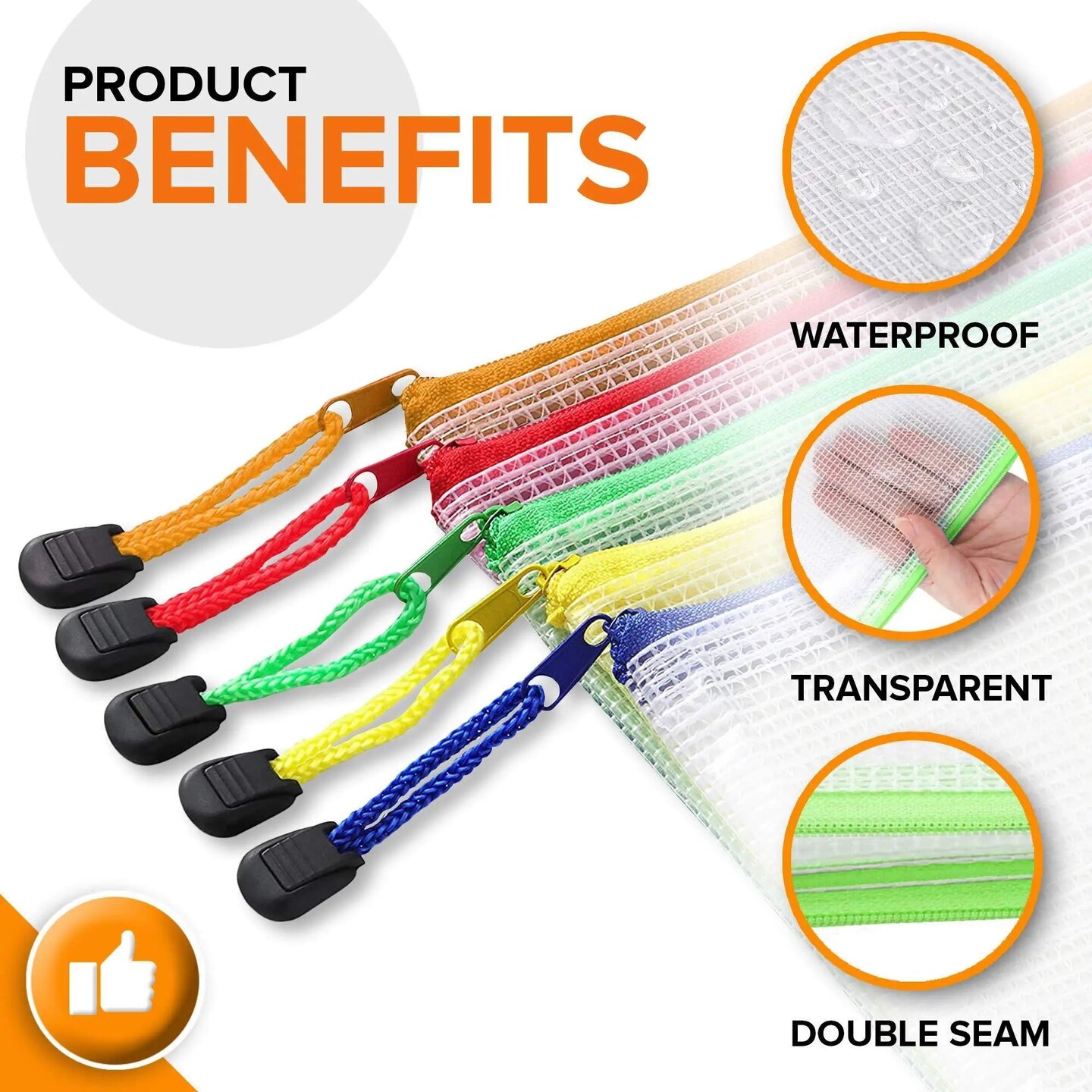 5 Pack Mesh Bags with Zipper 10x14 Inch for Organizing &#x26; Storage   Plastic Pouches for School Teachers Classroom Organization   Zipper Storage Bags   Plastic Zipper Pouch 10 X 14   Zippered Pouch Bag